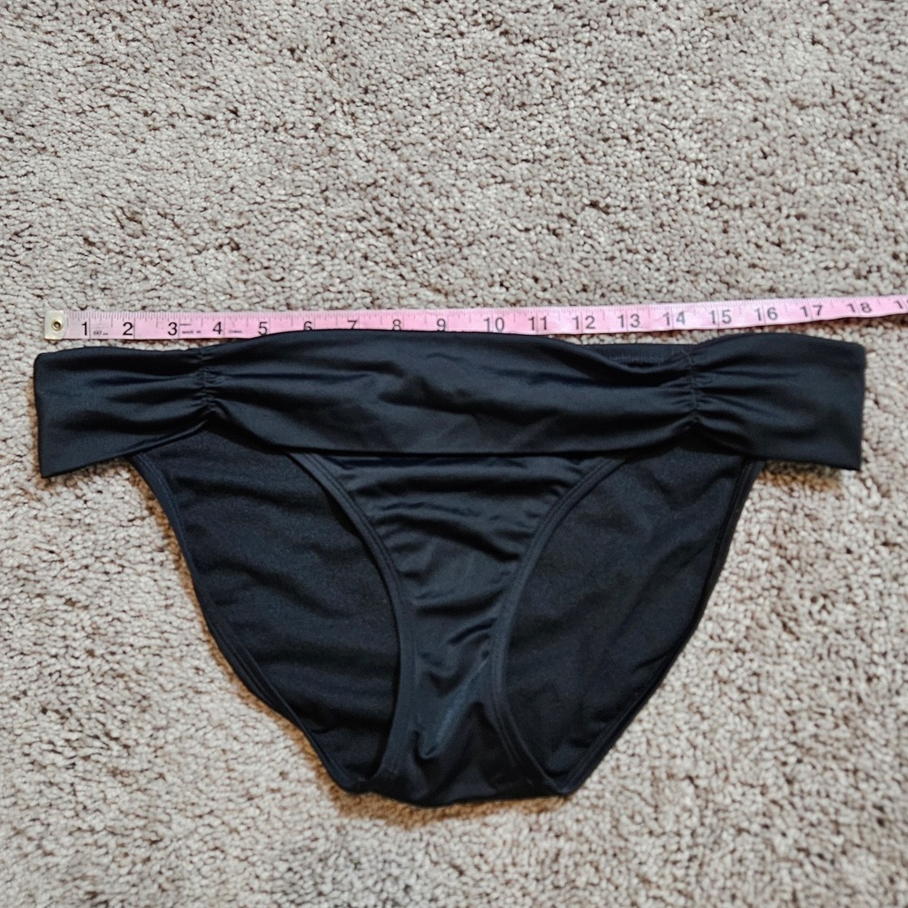 Athleta Black Ruched Waist Bikini Bottom Swimsuit Size XL Basic Full Pool Beach - Picture 3 of 7